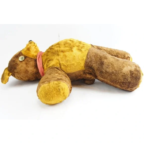 Unbranded Vintage Teddy Bear Plush Brown Yellow Two Tone Fair Mohair